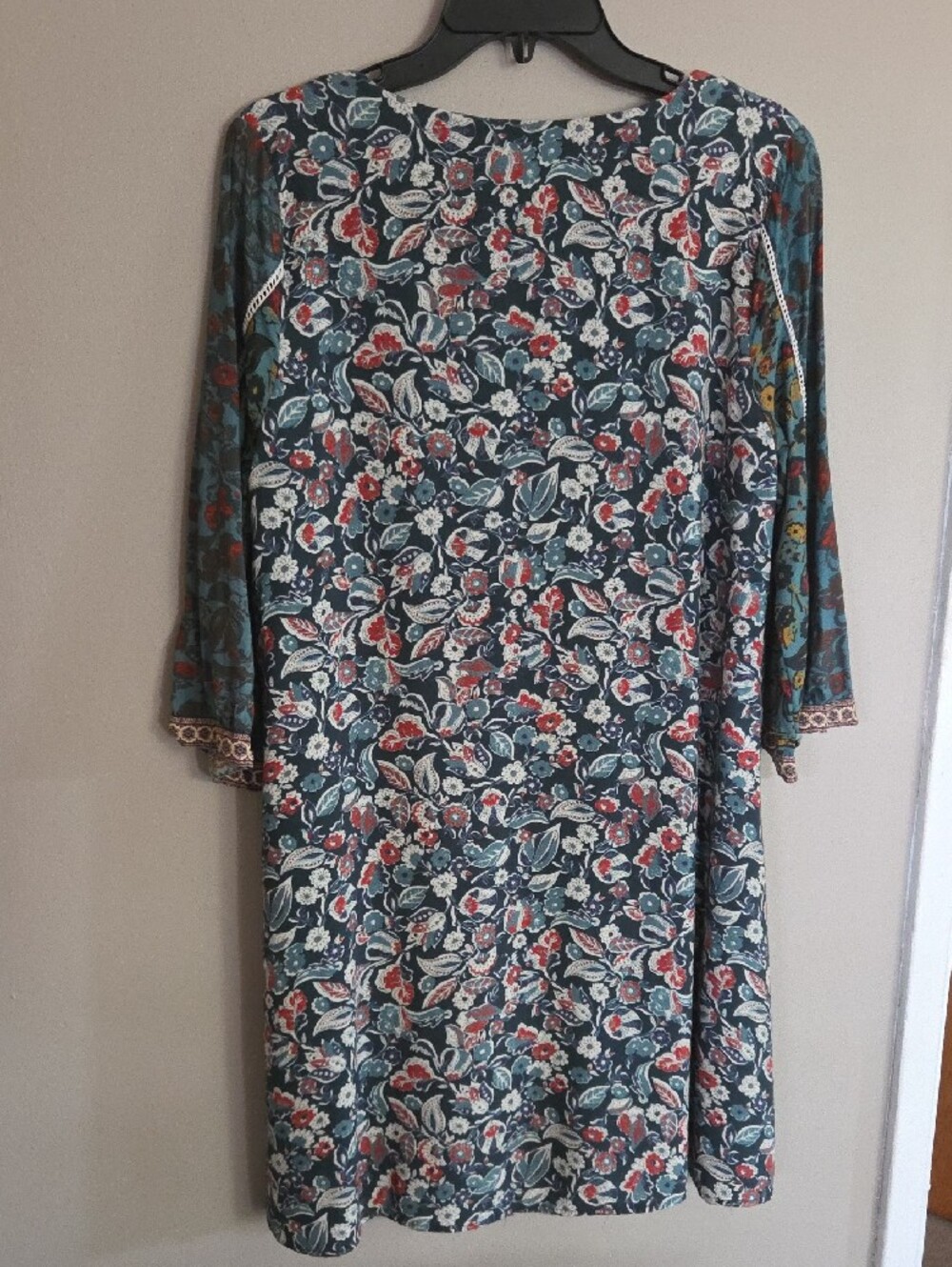 Sundance Navy Blue Tunic Dress with Subtle Patterned Yoke - Picture 2 of 7